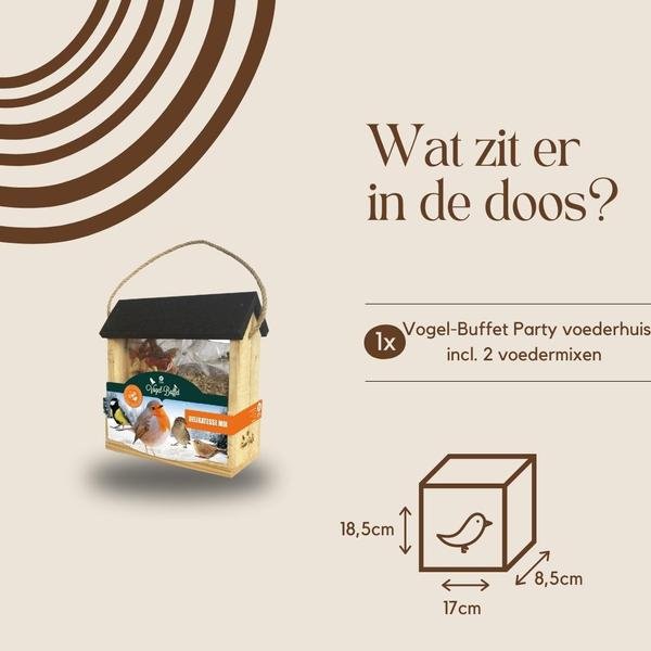Bird - Buffet | Bird Party voederhuis inclusief 2 voedermixen - Bloomado