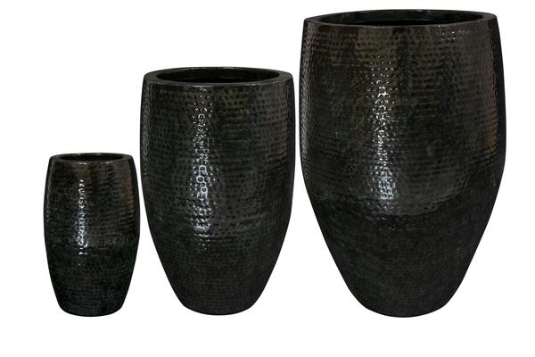 Set van 3 potten thom zwart metaal large