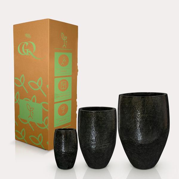 Set van 3 potten thom zwart metaal large