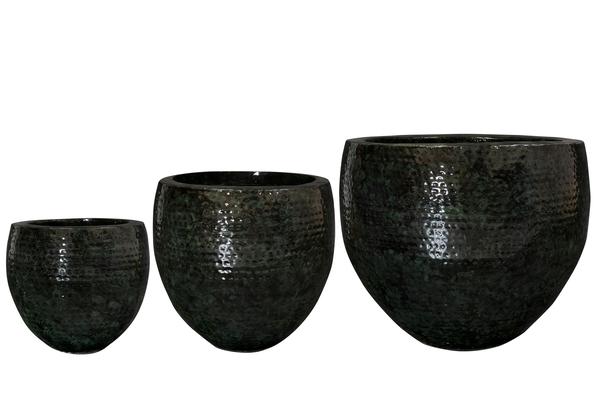 Set van 3 potten thom zwart metaal width