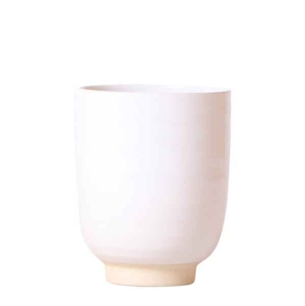 Glazed bloempot witte keramieken sierpot met glans 9 cm
