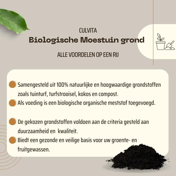 Biologische Moestuingrond 40 liter met 100 dagen voeding