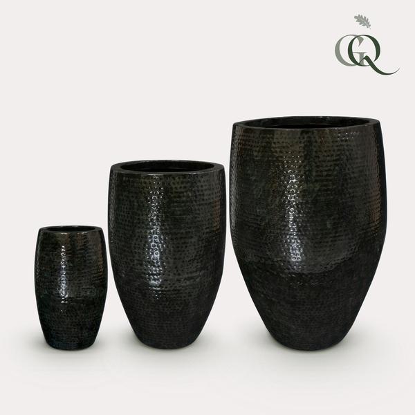 Set van 3 potten thom zwart metaal large