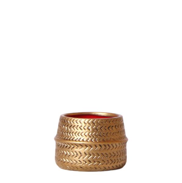 Groove gouden keramieken sierpot 6cm