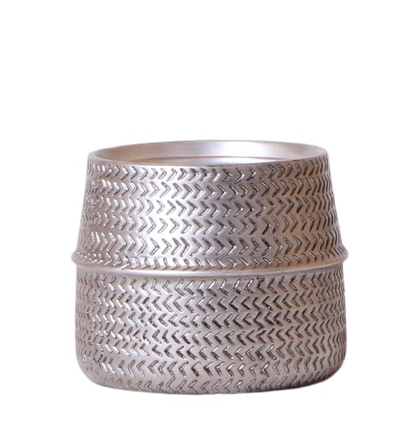 Groove bloempot gouden keramieken sierpot 9 cm