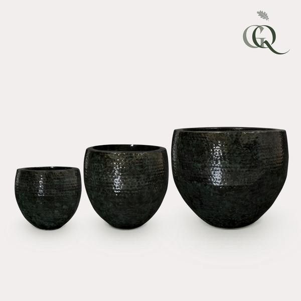 Set van 3 potten thom zwart metaal width