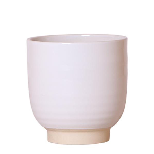 Glazed bloempot witte keramieken sierpot met glans 12 cm