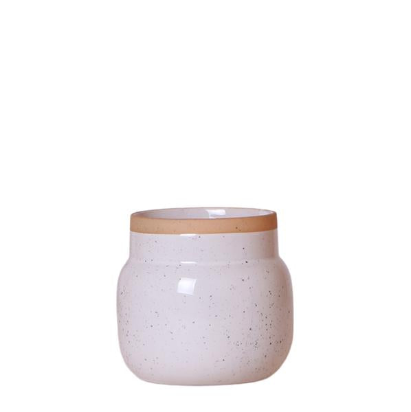 Vintage bloempot witte keramieken sierpot 9 cm