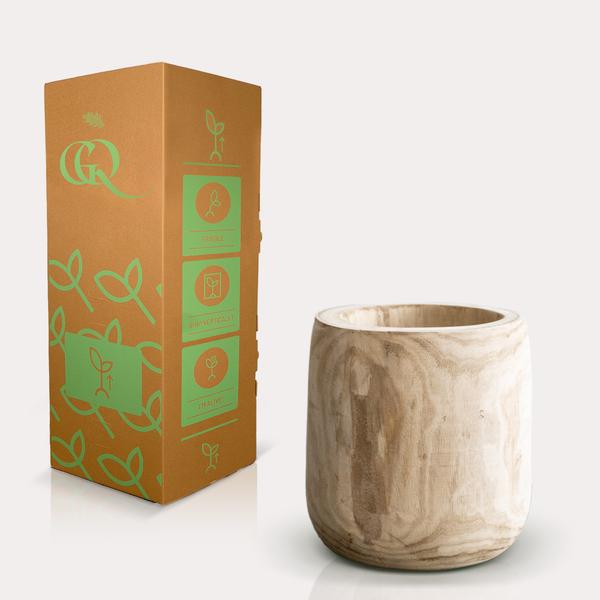 Pot hout lichtbruin pia pot