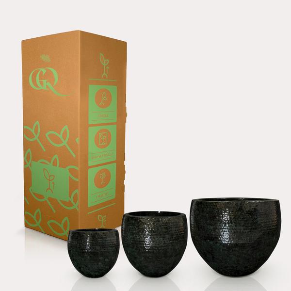Set van 3 potten thom zwart metaal width