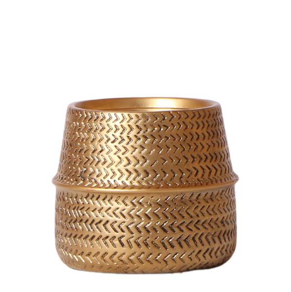 Groove gouden keramieken sierpot 9cm