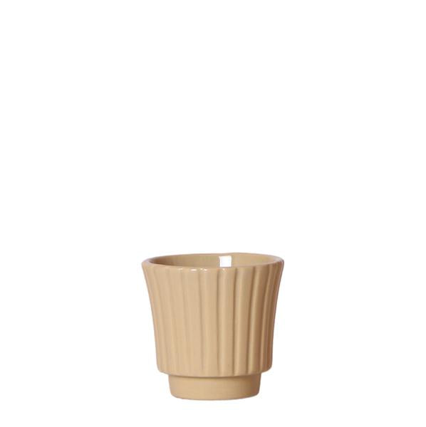 Retro khaki bloempot khaki kleurige keramieken sierpot 6 cm
