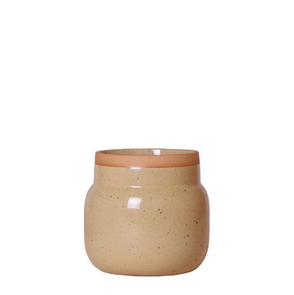 Vintage bloempot khaki keramieken sierpot